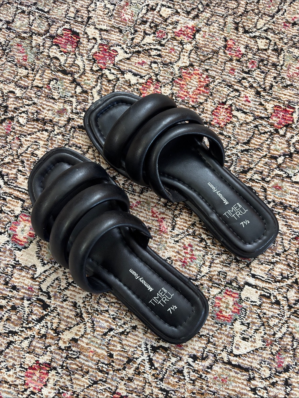 Time and Tru Black Padded Slide Mules - Women's